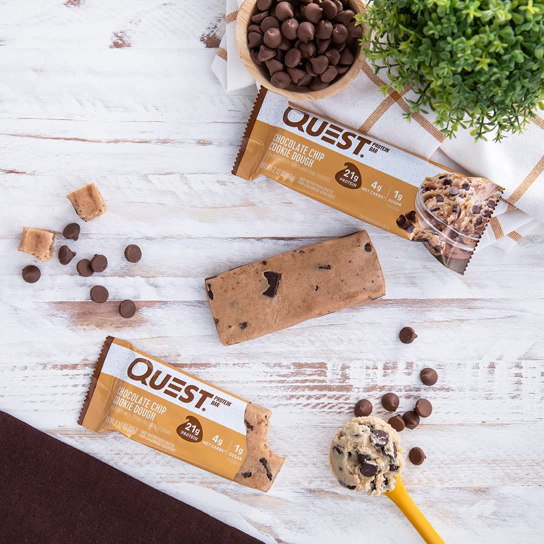 Quest Nutrition Chocolate Chip Cookie Dough - High Protein, Low Carb, Gluten Free, Keto Friendly, 2.12 Oz , 4 Count (Pack Of 5)