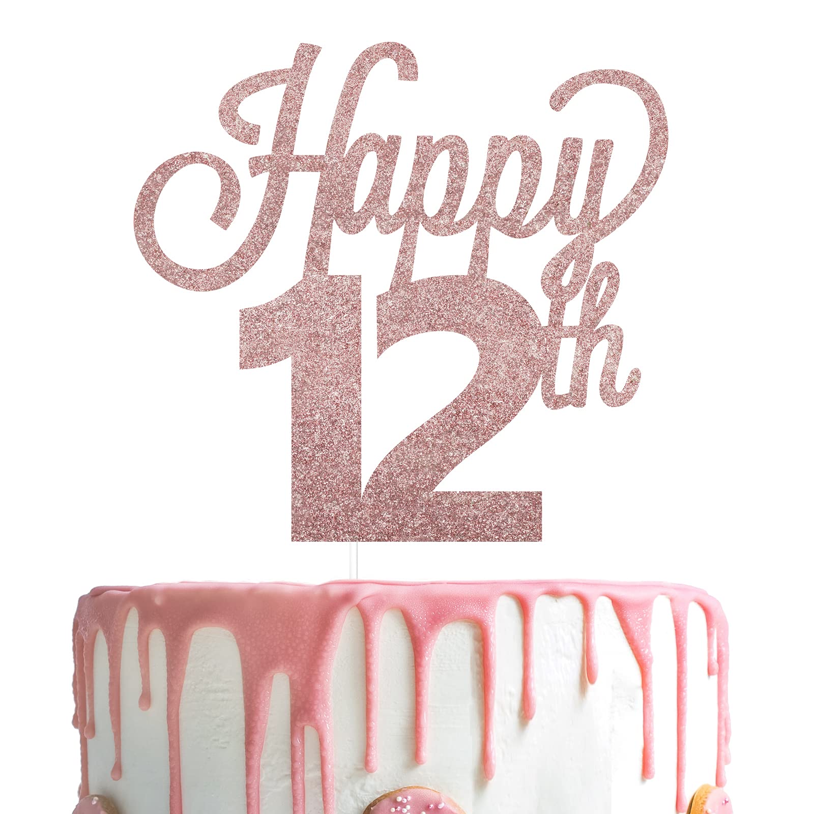 Lingteer Happy 12Th Birthday Cake Topper - Cheers To 12Th Birthday Twelve Years Old Birthday Party Cake Decorations Sign.