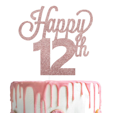 Lingteer Happy 12Th Birthday Cake Topper - Cheers To 12Th Birthday Twelve Years Old Birthday Party Cake Decorations Sign.