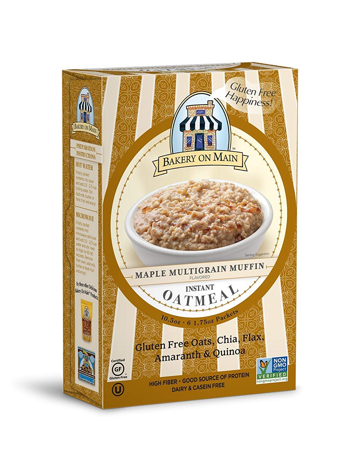 Bakery On Main Gluten-Free, Non-Gmo Ancient Grains Instant Oatmeal, Variety Pack Box, 10.5 Oz, Pack Of 6