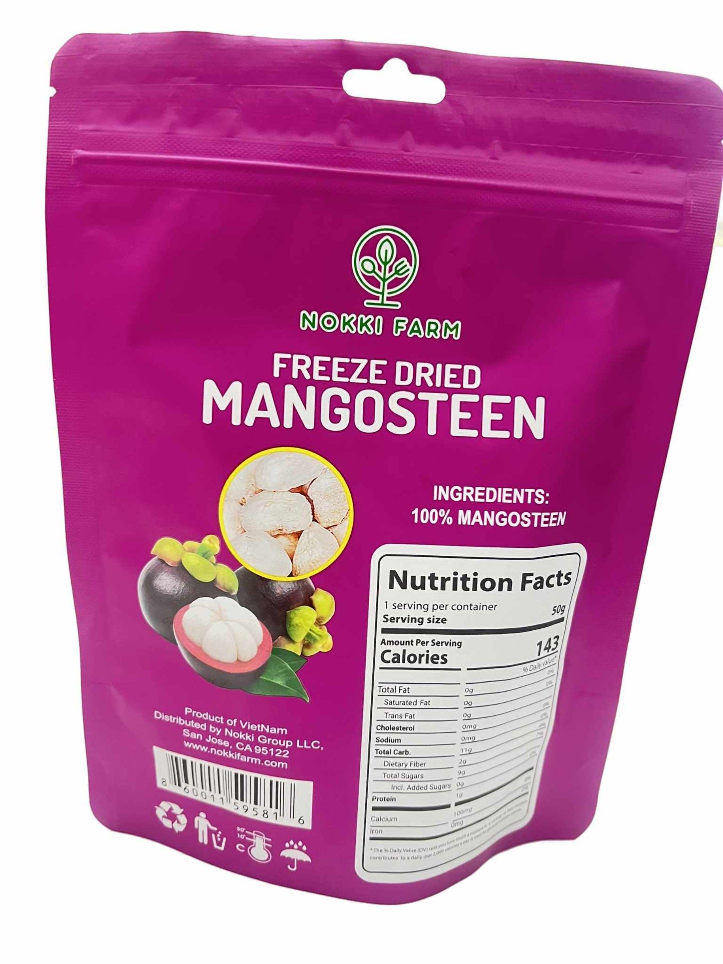 NOKKI FARM Freeze Dried Mangosteen 50g | Superfood, 100% Natural, No Sugar Added, Vegan, Non-GMO, Crispy Fruits