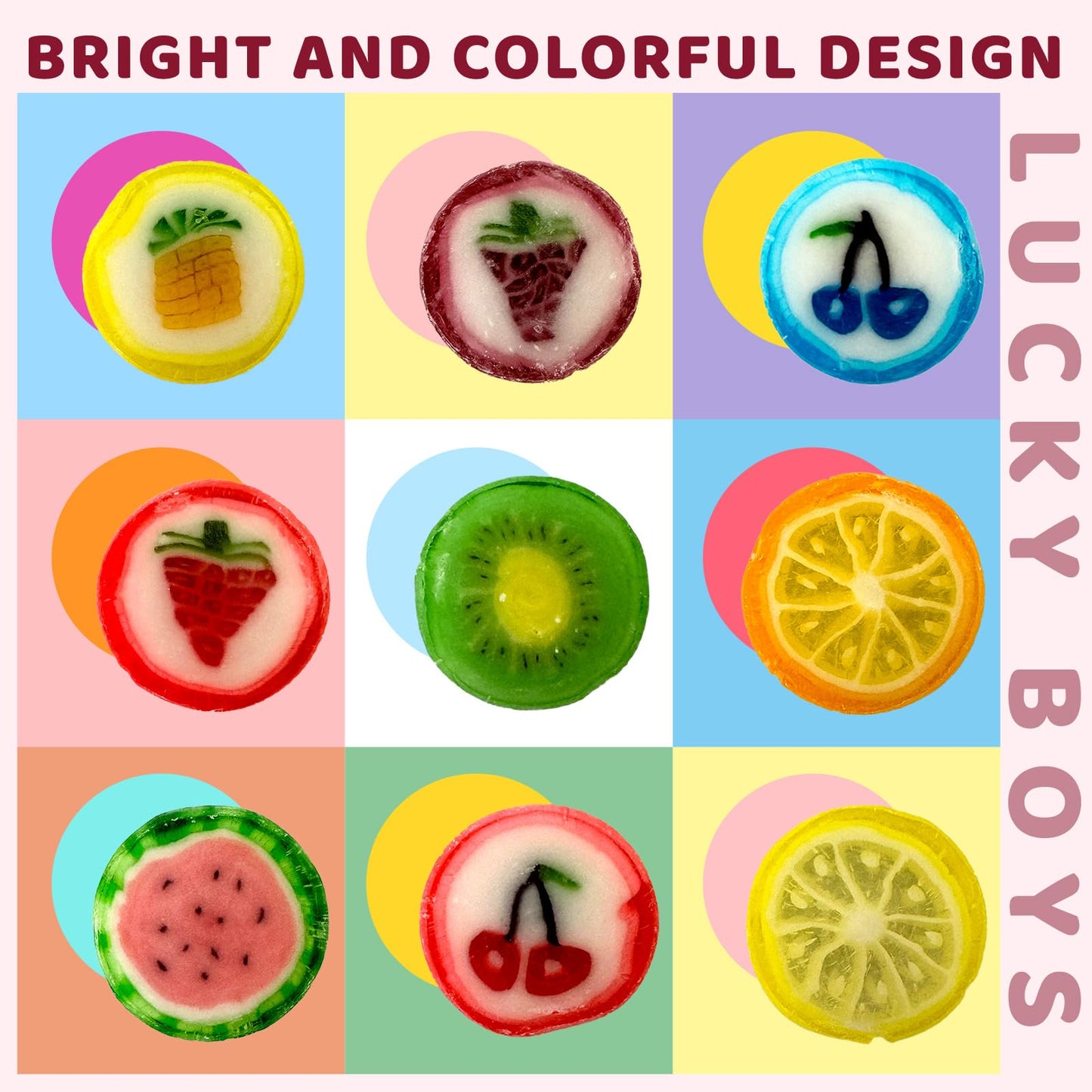 Lucky Boys Fruit Slices Hard Candy Bulk 1 lb Bag - Individually Wrapped Fruity Flavors for Office, Reception, Treat Bags