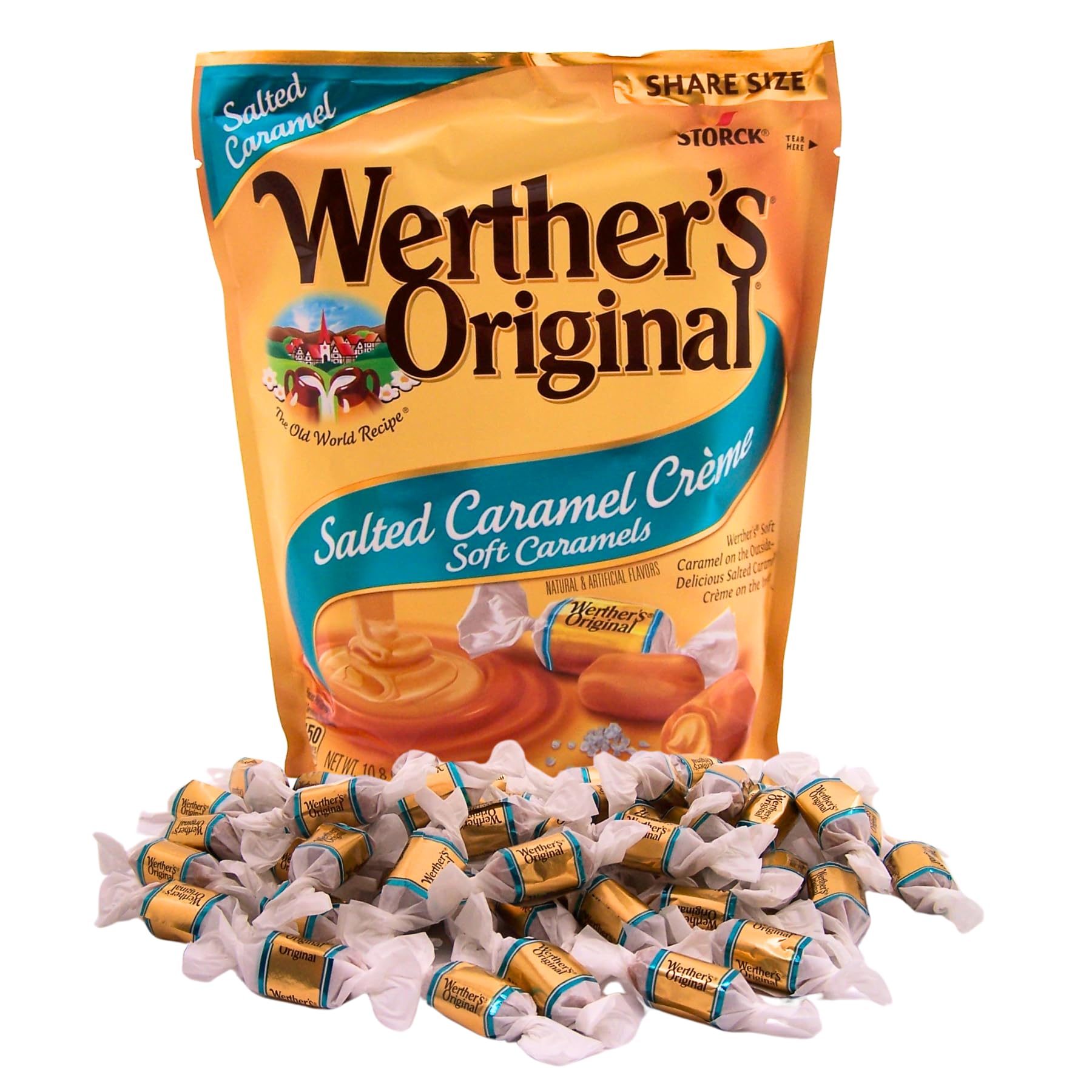 Werthers Original Salted Caramel Crme Soft Caramels, Shareable Size Bag, Individually Wrapped Pieces, 10.8 Ounces
