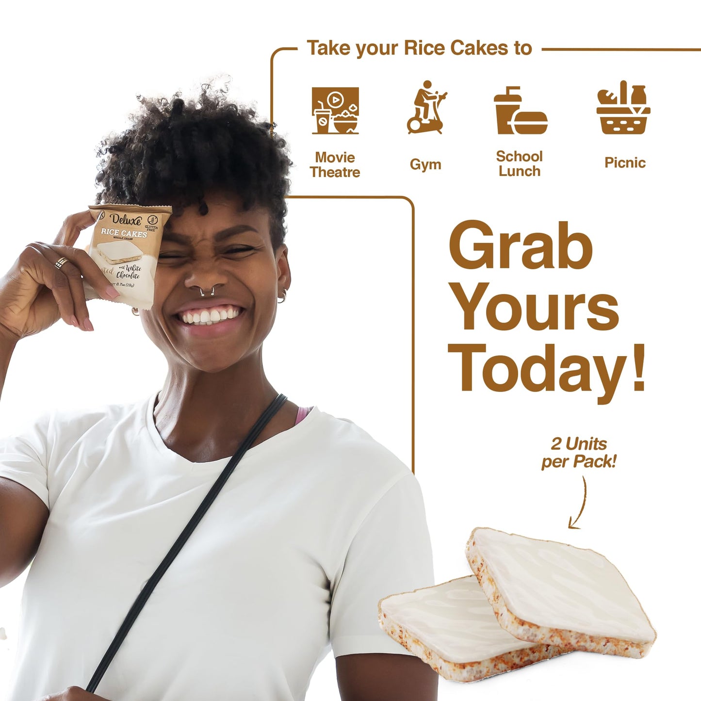 Deluxe & Bla Bla Chocolate Covered Rice Cakes 12 Pack - Whole Grain, Gluten-Free, Kosher, Low-Calorie Snack - Coated with White