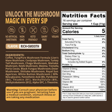 Mushroom Coffee K Cup - Focus & Gut-Health With 14-Mushrooms, Vitamins, L-Theanine And Alpha Gpc, Single Serve Pods - No Crash O