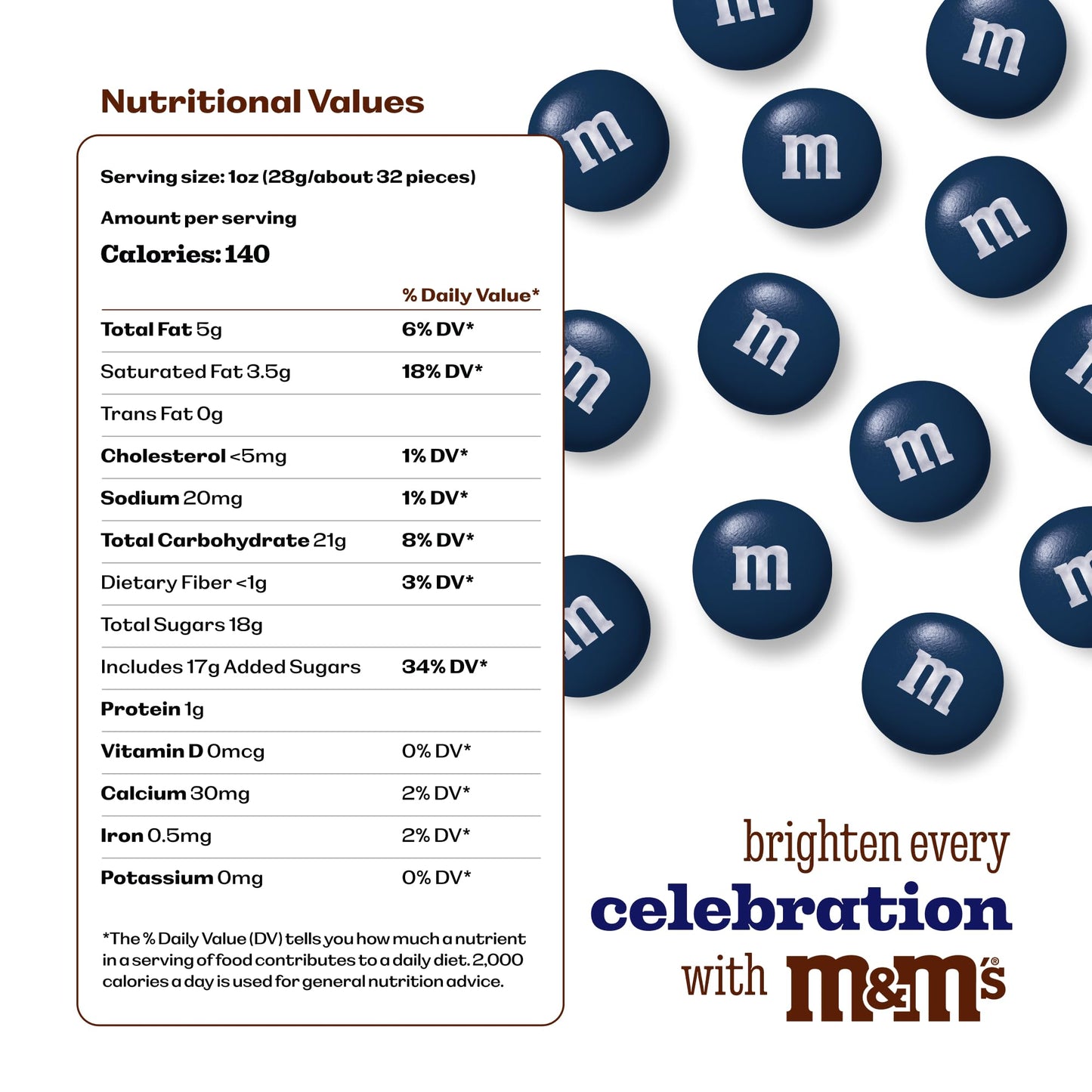 M&MS WORLD Dark Blue Milk Chocolate Candy Bulk, 5lbs of M&MS in Resealable Pack for Candy Bars, Birthday Parties, Graduations,