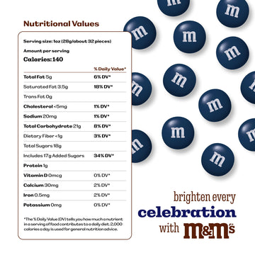 M&MS WORLD Dark Blue Milk Chocolate Candy Bulk, 5lbs of M&MS in Resealable Pack for Candy Bars, Birthday Parties, Graduations,