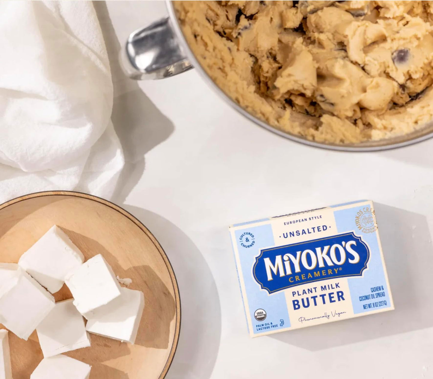 MIYOKOS CREAMERY Organic Vegan Butter, Unsalted, European Style, Cultured Plant Milk Based, Unsalted, 8 oz Stick (1-Pack)