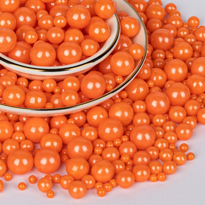Twisweet Orange Pearl Sprinkles for Cake Decorating, Edible Sugar Pearls for Baking, Mix Size, Cake Topper Cupcake Cookie Ice Cr