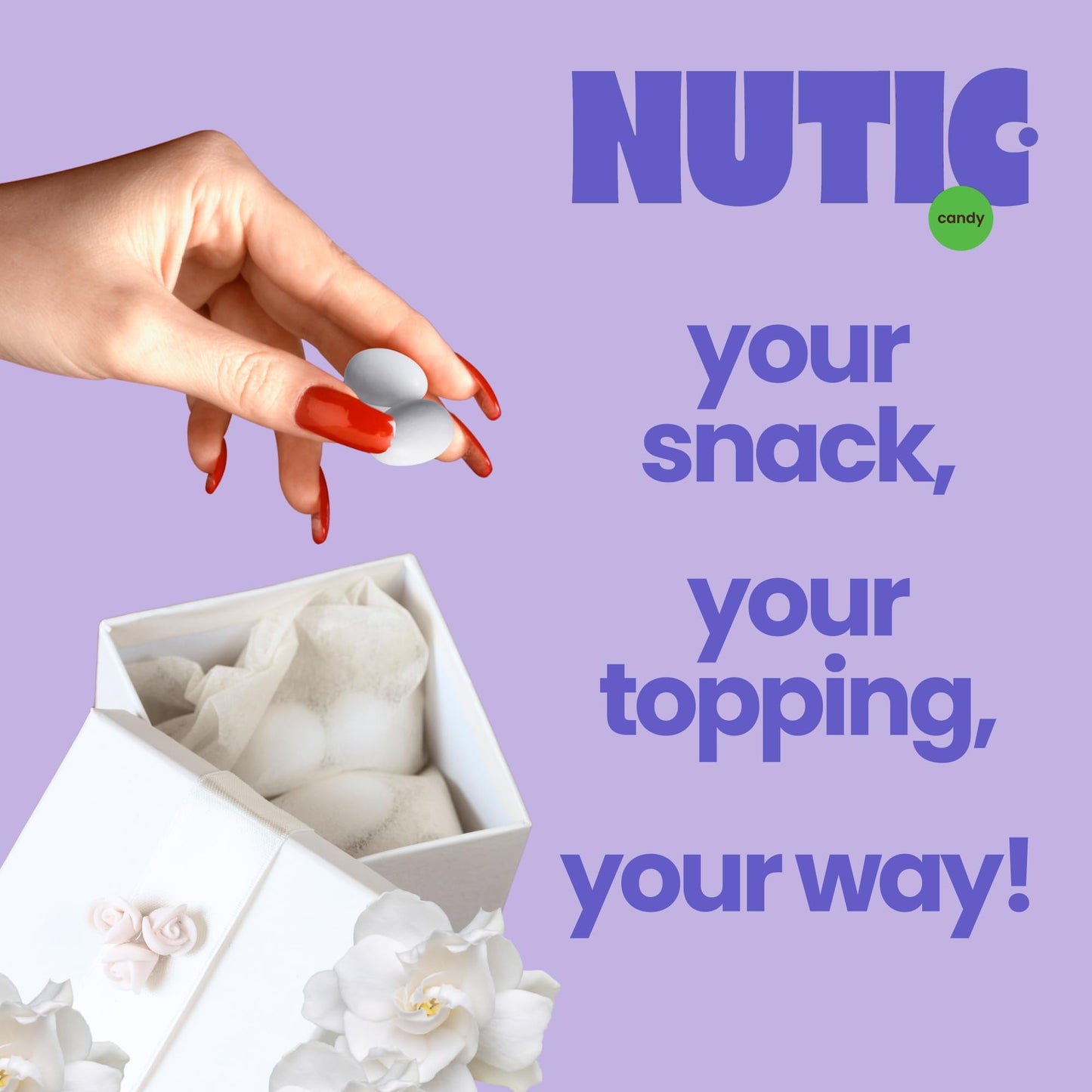 Nutic White Jordan Almonds - 1Lb, Premium Thin Shell, Elegant Italian Confetti Candy For Weddings, Holidays, And Birthdays, Fres