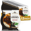 Brunswick Wild Caught Gourmet Brisling Sardines In Extra Virgin Olive Oil,Mediterranean Style,With Black Olives,Herbs And Spices,4.23 Oz Can (Pack Of 12)-Wild Caught Sardines-13G Protein Per Serving