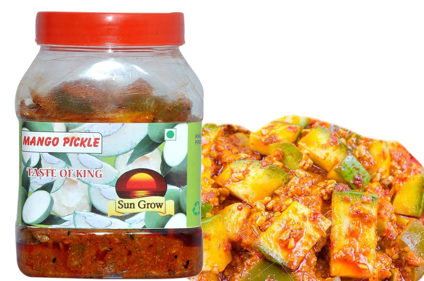 Sun Grow Homemade Spicy Rajasthani Dry Mango Pickle Masaledar Aam Ka Achaar (Real Taste of Rajasthani Pickle)850g in Jar