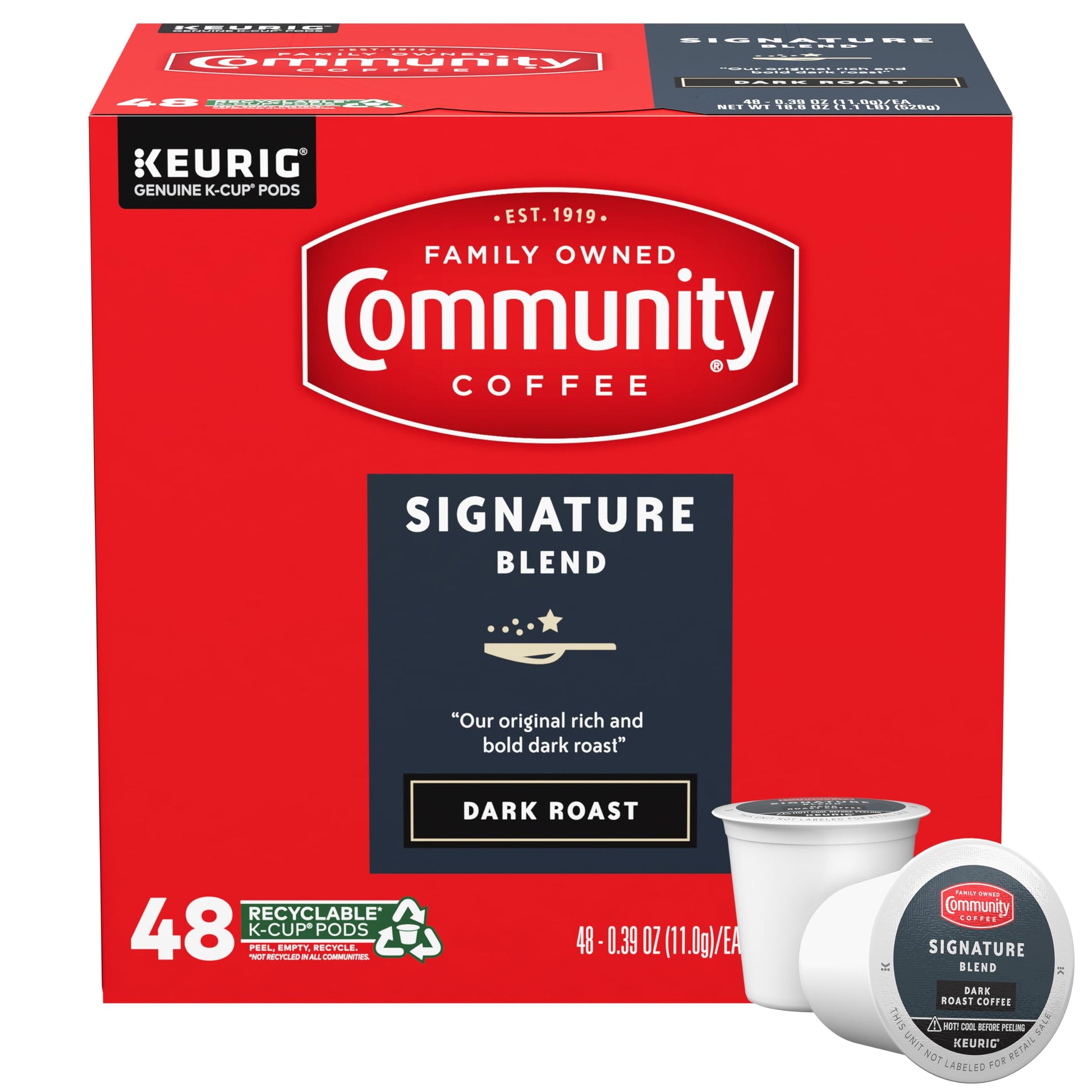 Community Coffee Signature Blend Dark Roast Single-Serve Keurig K-Cup Pods 48 Count (Pack Of 1)