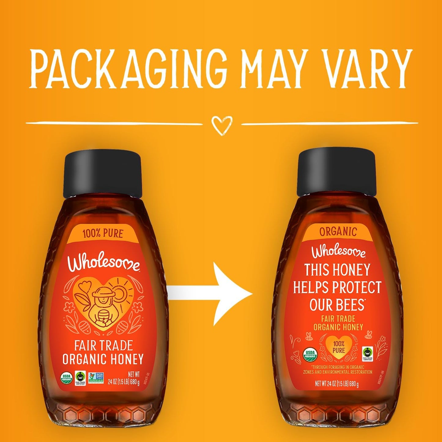 Wholesome Sweeteners 24-Ounce Organic Honey Bottle, 100% Pure, Fair Trade Certified, Non GMO Project Verified & Gluten Free, 6 P