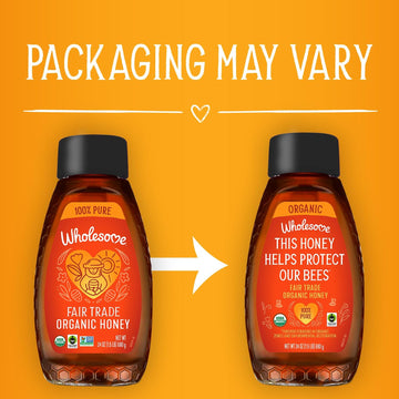 Wholesome Sweeteners 24-Ounce Organic Honey Bottle, 100% Pure, Fair Trade Certified, Non GMO Project Verified & Gluten Free, 6 P