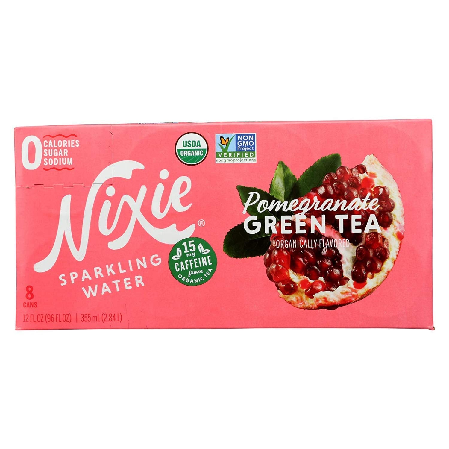 Nixie Sparkling Water Organic Pomegranate Green Tea Sparkling Water, 12 FZ