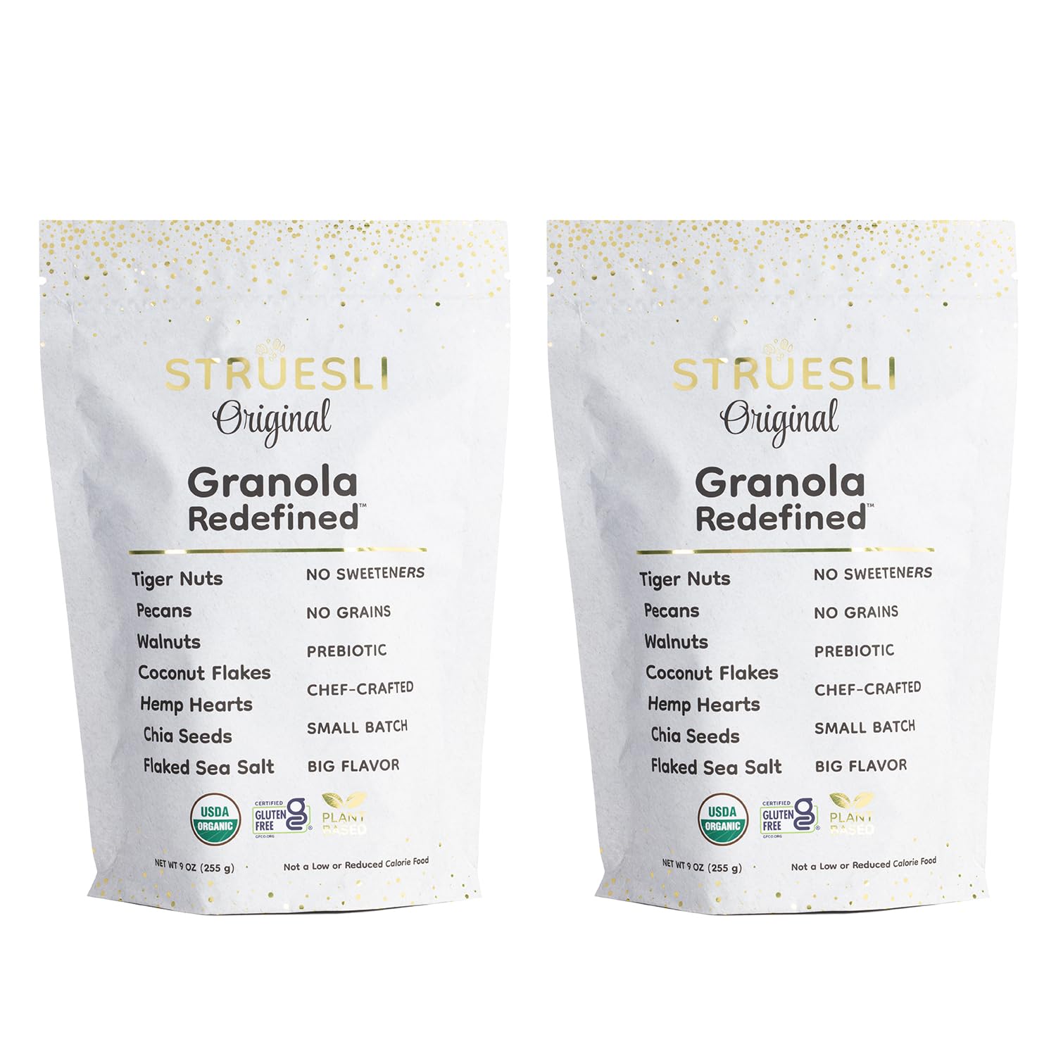 Struesli Organic Granola - No Added Sweeteners, Keto & Paleo Friendly, Gluten-Free, 9 Ounce (Pack of 2)