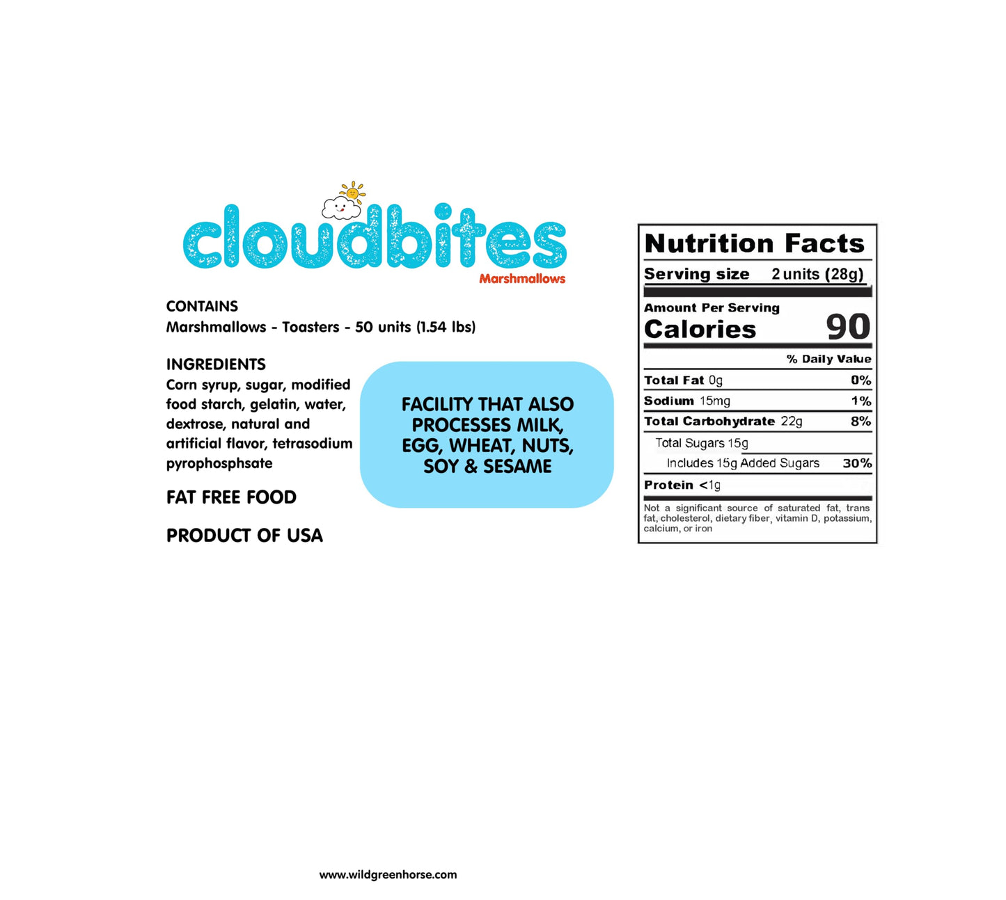 Cloudbites Individually Wrapped Marshmallows | 50 Units | Toasters | Great For S'Mores Or Snacks