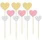 Gyufise Heart Cupcake Toppers, 30Pcs Glitter Picks for Valentines Day, Gold Pink Silver, Paper, Model ZN0555-MU1