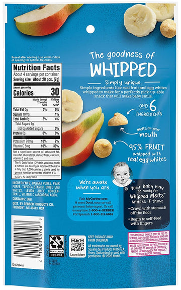 Gerber Natural For Baby Whipped Melts, Banana Pear, 1 Ounce Pouch