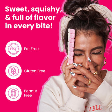 Smarties Squashies Foam Candy - Raspberry & Cream Flavored - Allergen Free, Peanut Free & Gluten Free Candy - Soft & Chewy Squas