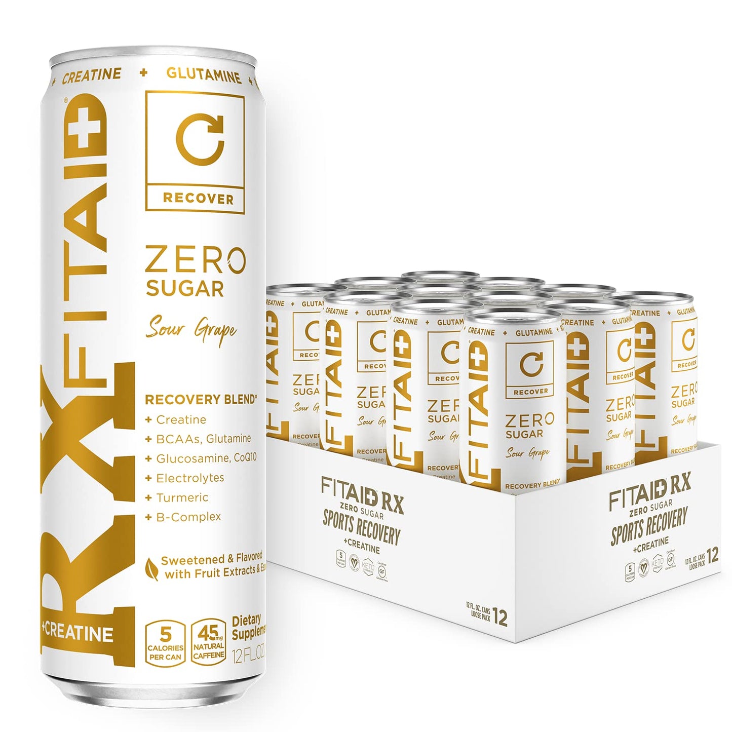 LIFEAID FITAID Rx Zero Post-Workout Recovery Drink, Keto-Friendly, 0g Sugar, 12 Fl Oz (Pack of 12), FITAID RX ZERO
