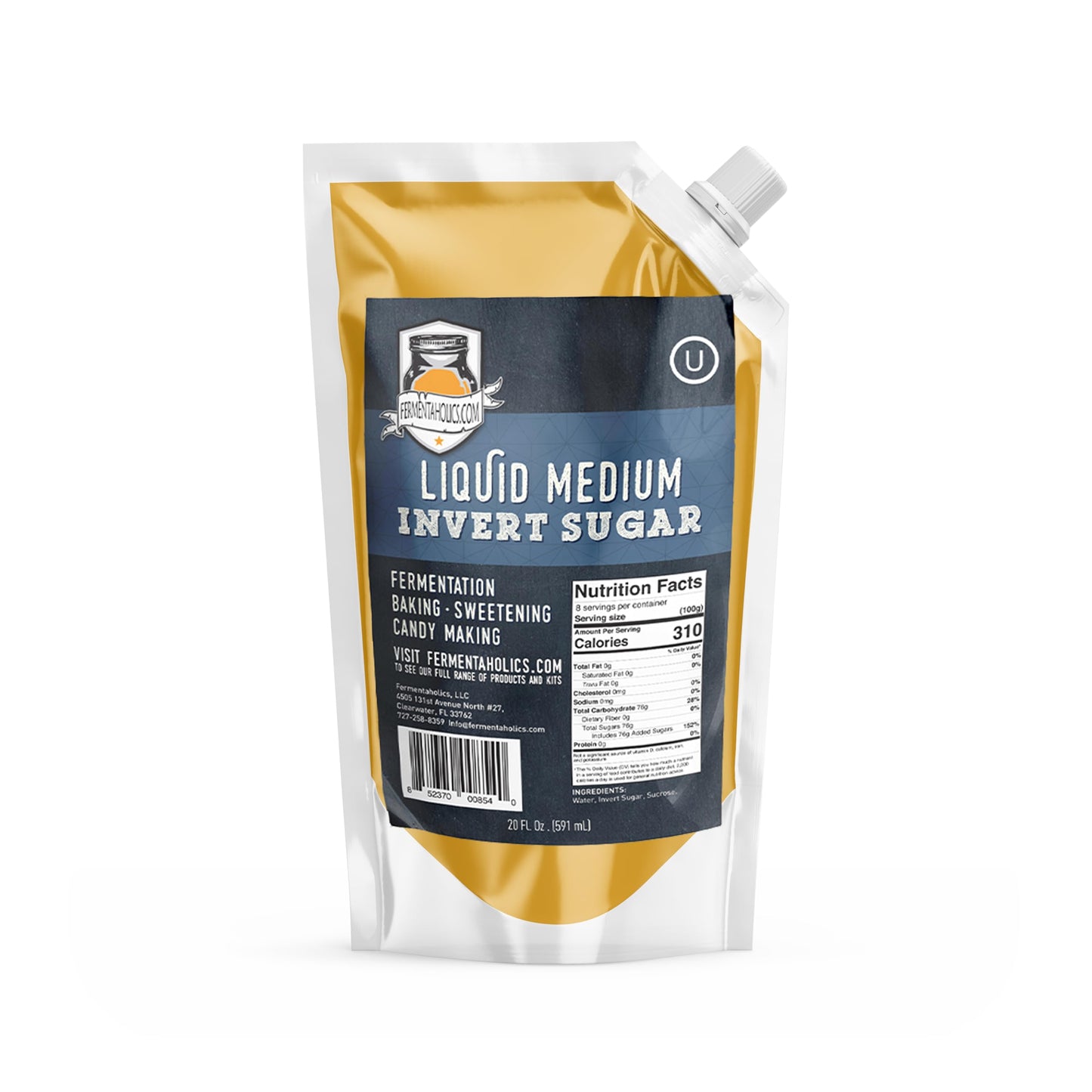 Fermentaholics Liquid Invert Sugar Syrup - 20 fl oz - Clear - Ideal for Fermentation, Baking, Sweetening, Candy Making, Ice Cream