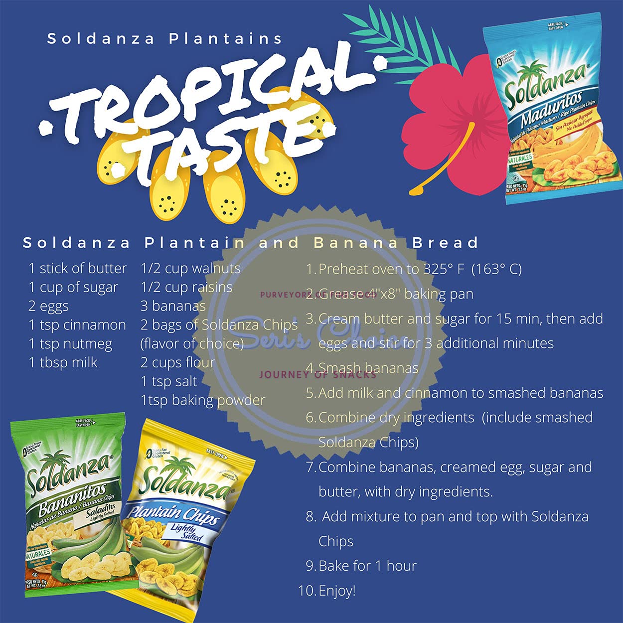 Seconde Nature Soldanza Plantain Chips Variety Pack - 3 Mix, 2.5 oz (Pack of 6) - International Snack