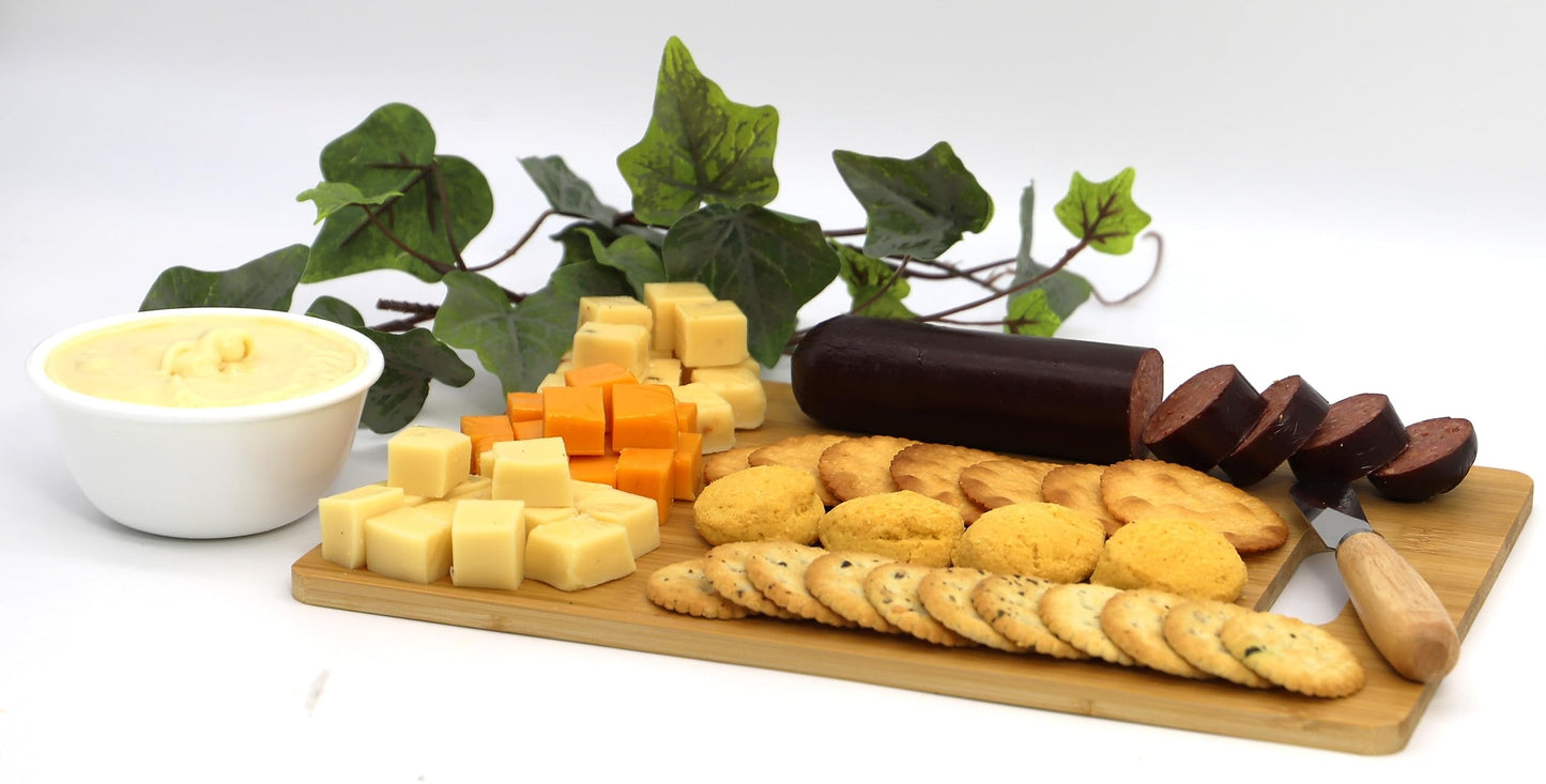 Gift Basket Village Gourmet Cutting Board Set -  ers, Sausages, Salmon, Cheeses - Large - Brown - Handcrafted in the USA