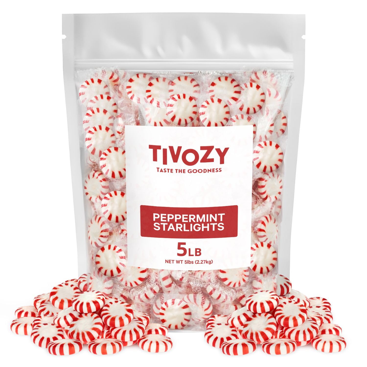 Starlight Peppermints Individually Wrapped Candy, 5 Pound Bulk Pack, Sweets for On the Go Refreshment, Perfect Peppermint Candy 