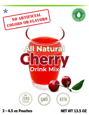 Gramzero All Natural Cherry Zero Calorie Sugar Free Drink Mix, Great For Nutrition Club Loaded Tea, Stevia Sweetened