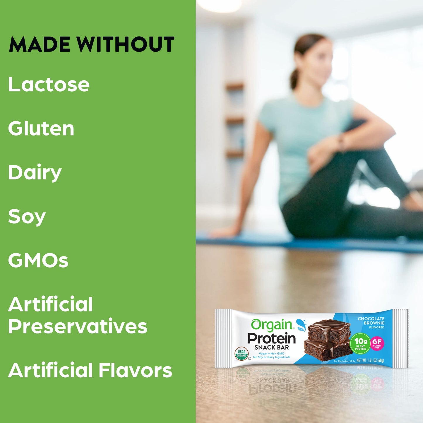 Orgain Organic Vegan Protein Bars, Chocolate Brownie - 10G Plant Based Protein, Low Calorie Healthy Snacks, No Lactose Or Soy Ingredients, Gluten Free, Non-Gmo - 1.41 Oz (Pack Of 12)