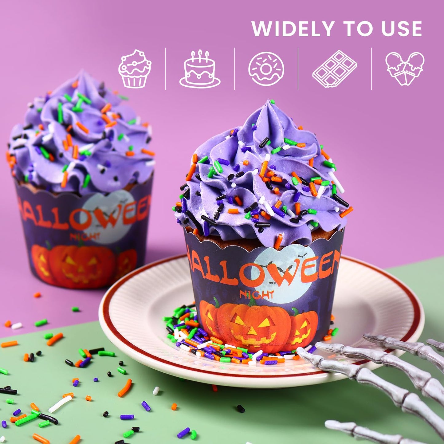 Halloween Sprinkles for Cake Decorating, 3.52oz Edible Halloween Jimmies Sprinkles for Cupcake Toppers Baking Cookie Ice Cream D