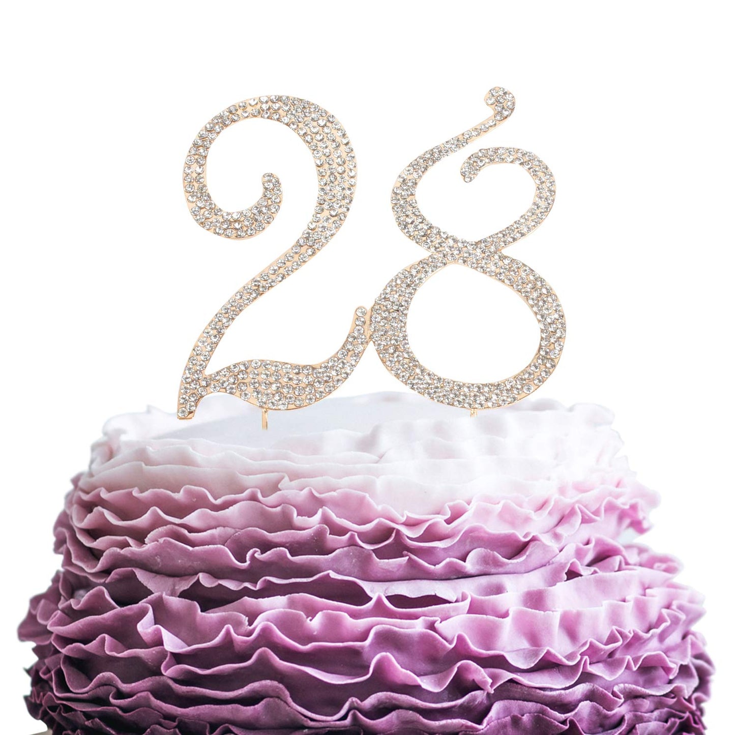Lingpar 28 Years Birthday Cake Topper - New Best Crystal Rhinestone 28Th Wedding Anniversary Or 28 Years Old Cake Topper Party D