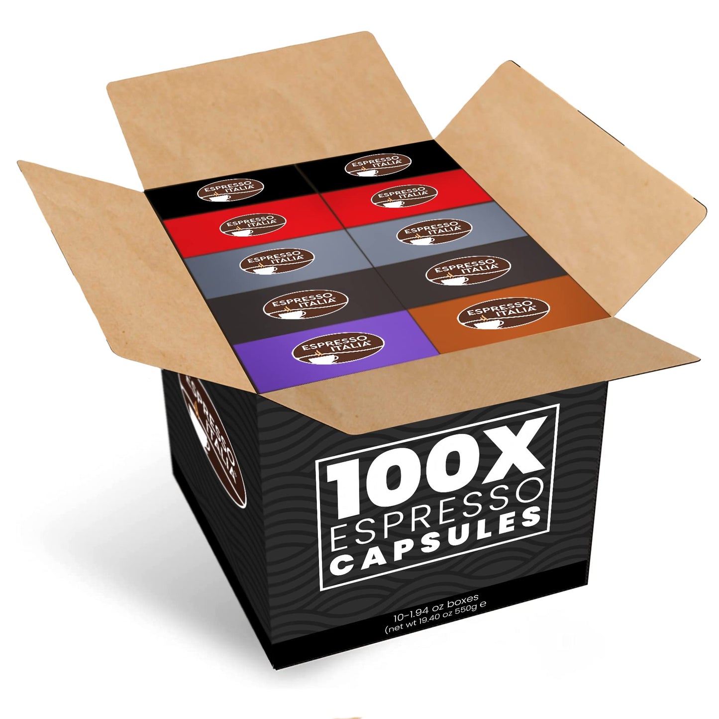Espresso Italia Coffee Pods, Compatible with Nespresso Machines, Variety Pack, 100 Count, Coffee