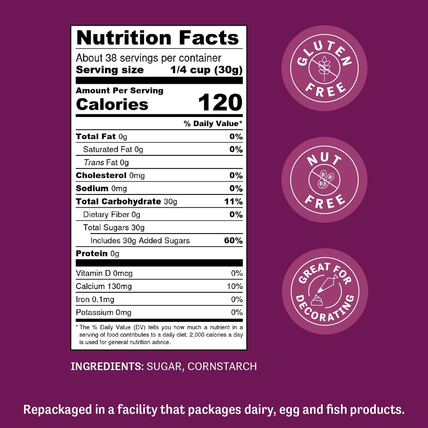 Judees 6X Powdered Confectioners Sugar 2.5 lb - 100% Non-GMO, Gluten-Free, and Nut-Free - 6X Size Perfect for Icings, Frostings,
