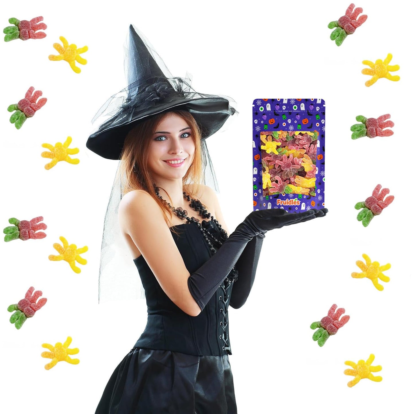 Fruidles Halloween Hair Spiders Gummies, Fun And Festive Holiday Snacking (2 Pounds)