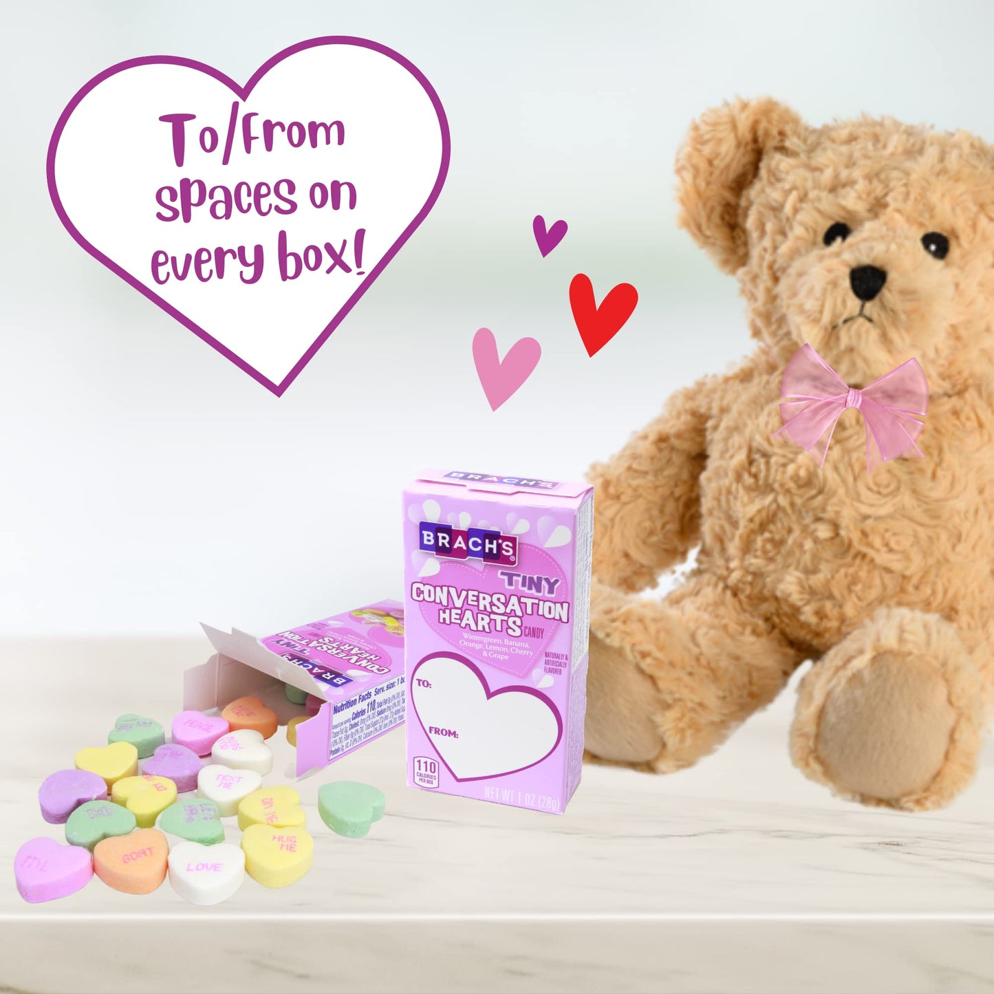 Needzo Tiny Candy Conversation Hearts Individual Box Set With To/From, Valentines Party Favors Or Classroom Snacks, 4 Pack, 1 Ou