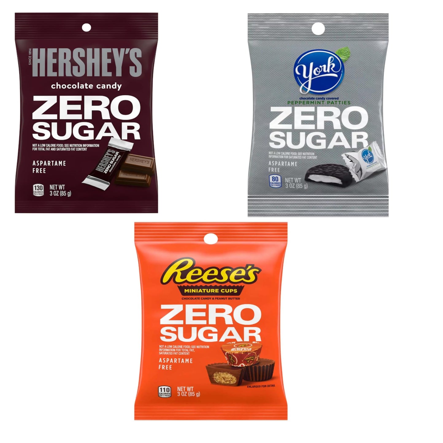 Hershey Sugar Free Variety Pack Of 3-3 Oz Bags - York Peppermint Patties  ReeseS Peanut Butter Cups  And HersheyS Sugar Free Chocolates