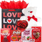 Valentines Day Gift Basket Set | Teddy Bear Plush (Red Or White), Elmer Heart Chocolate, Milk Chocolate Bar, Kit Kat Chocolate B