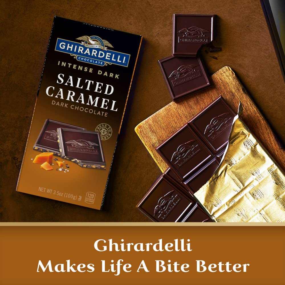 Ghirardelli Dark Chocolate Bar With Sea Salt Caramel Filling, 3.5 Oz Bar