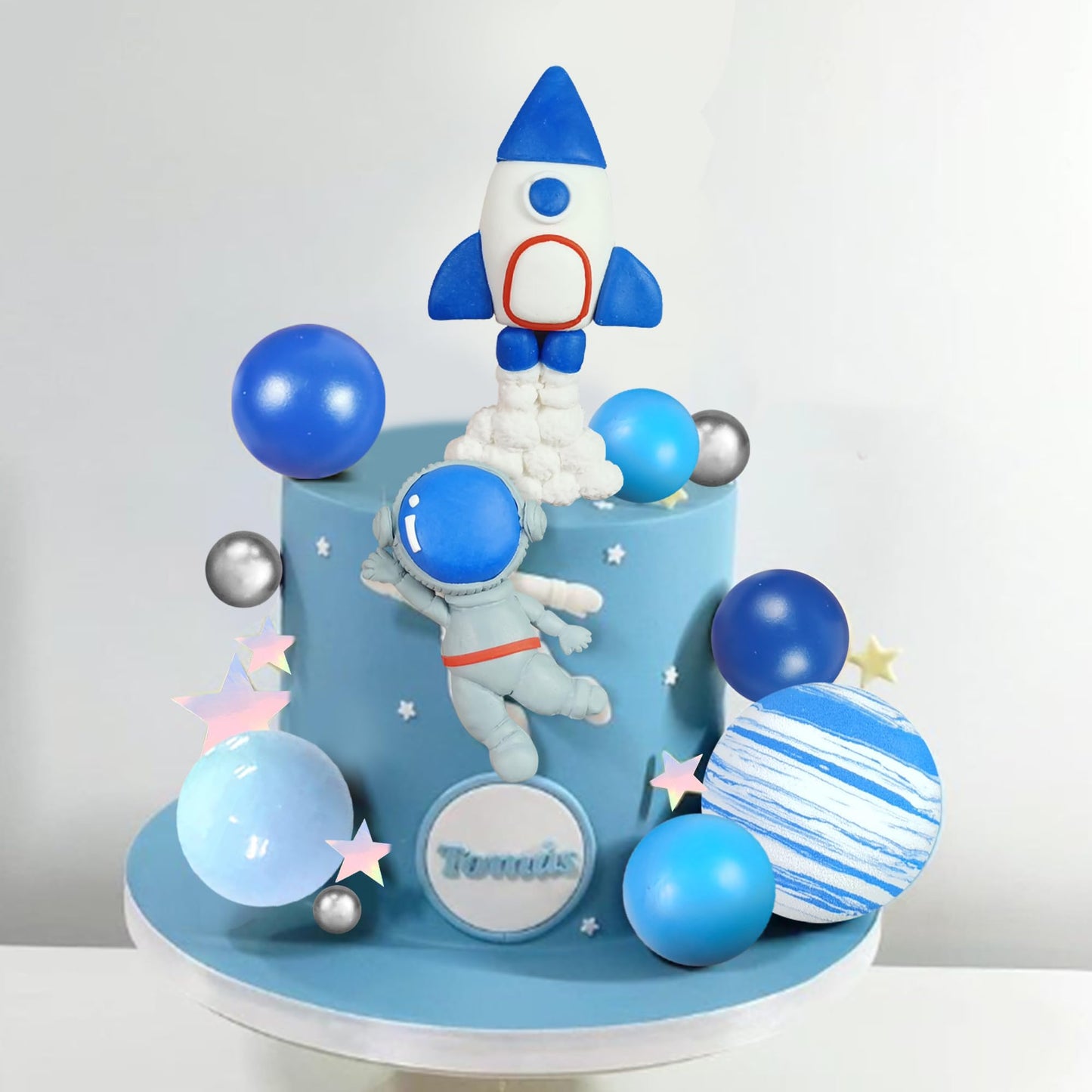 Space Cake Toppers Outer Space Astronaut Figurines Rocket Balls And Stars Kids Space Theme Decorations For Birthday Party Suppli
