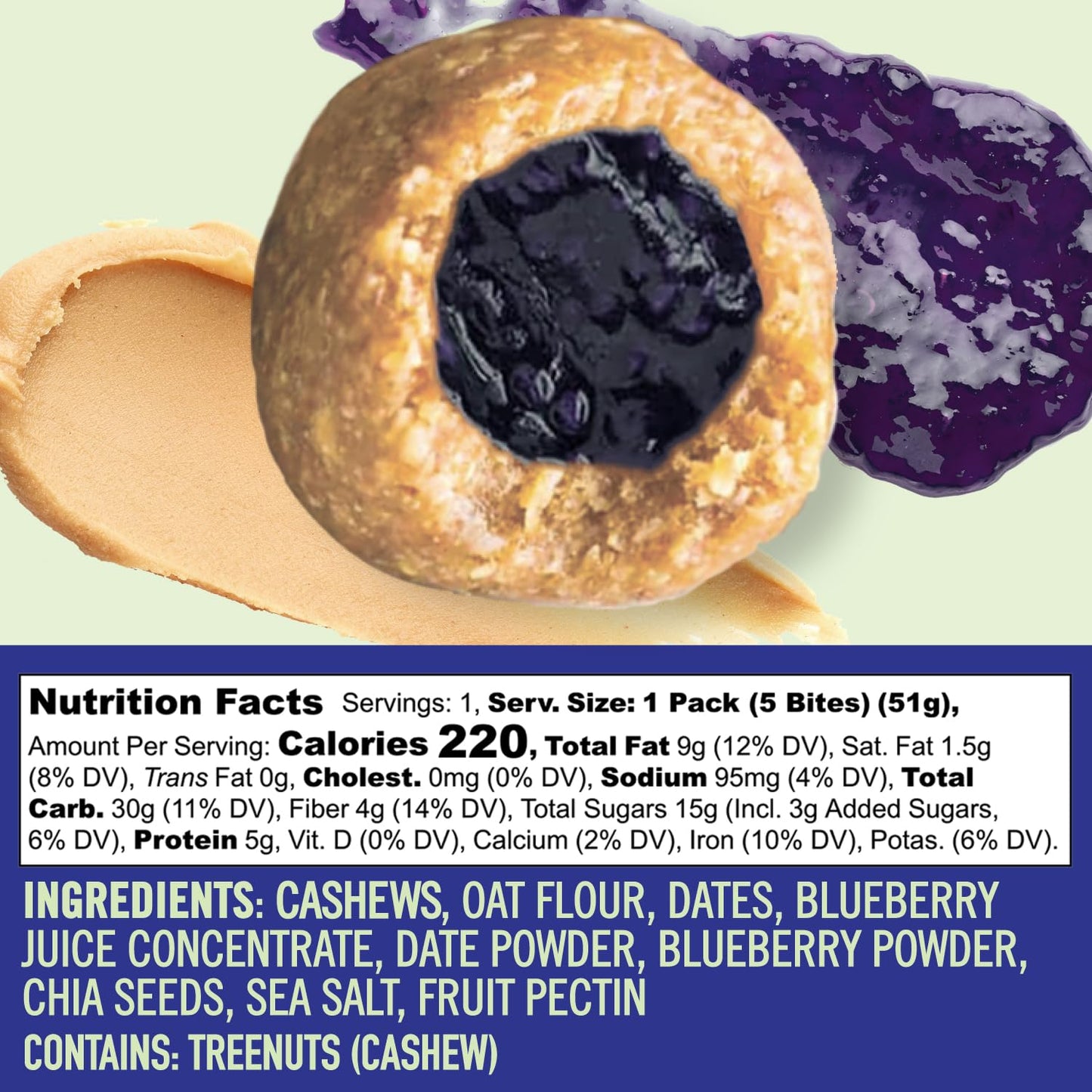 Chia Smash Gluten-Free Vegan Snack Balls, Energy & Protein Packed, Variety Pack, 8 Count (5x Balls Each), 14.4oz