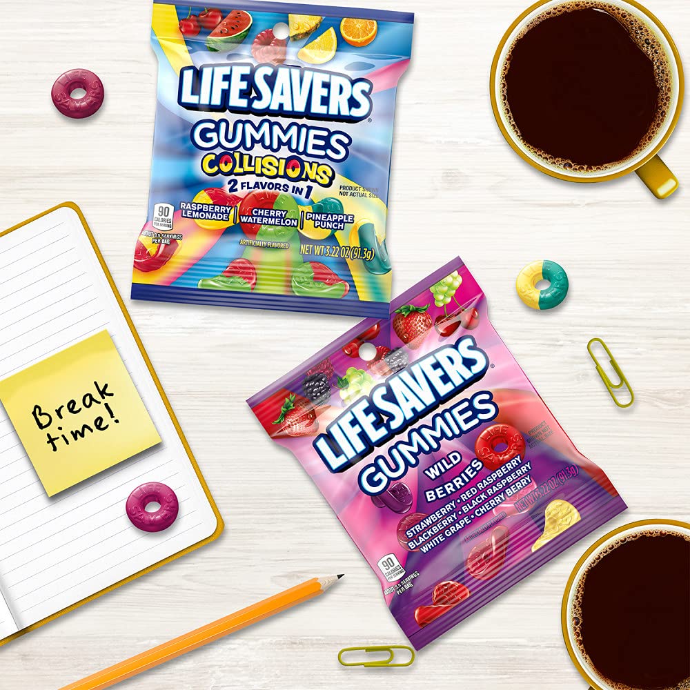 LIFE SAVERS Wild Berry, Collisions, and 5 Flavors Assorted Candies, Gummy Candy Variety Pack, 12 Count Bags