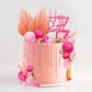 Memovan 29Pcs Flower Boho Cake Topper Ball Cake Decorations Hot Pink Gold Balls Palm Leaves Artificial Plants Cake Decor For Gir