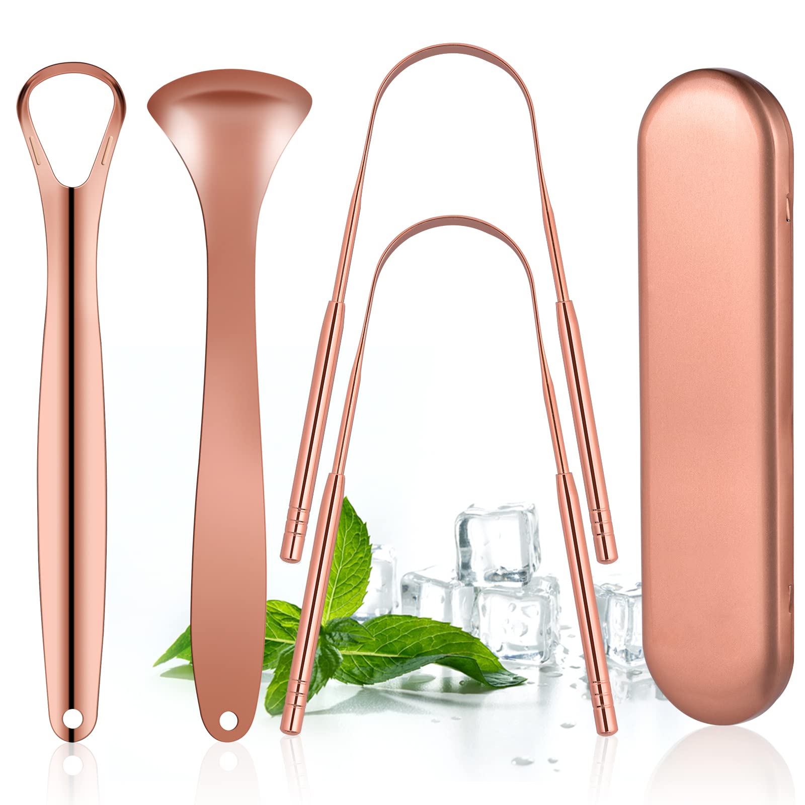 Tongue Scraper, Morgles 4Pcs Tongue Scraper Cleaner With Case Medical Grade Stainless Steel Tongue Scrapers For Adults Kids, Gre
