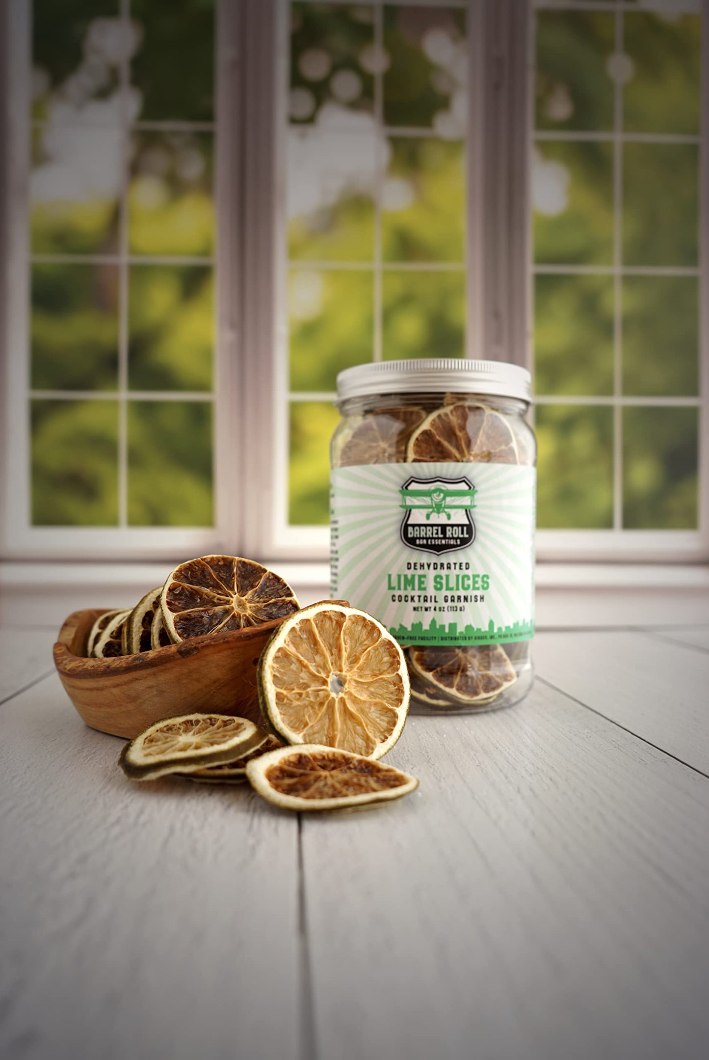 Barrel Roll Bar Essentials Usa Grown Dried Lime Slices For Cocktails | 4 Ounces Of Large Dehydrated Limes | Lime Cocktail Garnish | Dried Fruit For Cocktails & Healthy Snacks | Preservative Free