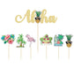 Gyufise 25Pcs Tropical Theme Cupcake Toppers With Aloha Cake Topper Palm Tree Turtle Leaves Flamingo Pineapple Cupcake Picks For