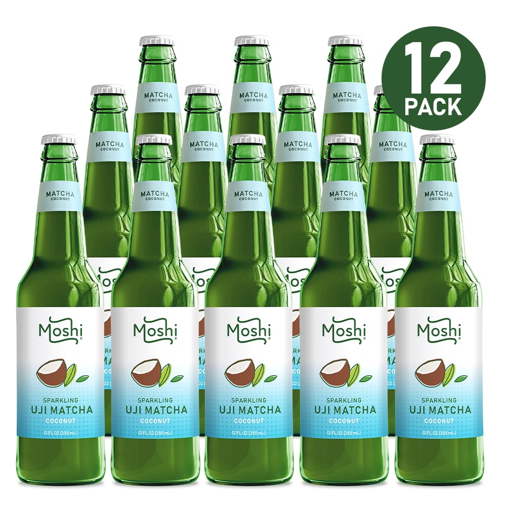 Moshi Sparkling Drinks - Coconut Matcha Flavor, 12 Bottles
