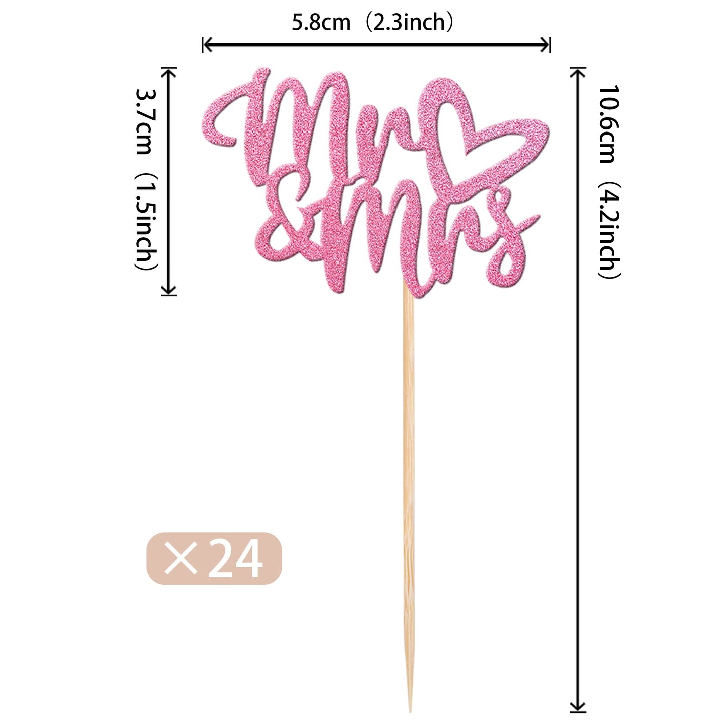 36 Pcs Mr & Mrs Cupcake Toppers With Love Heart Wedding Engagement Cupcake Picks For Bridal Shower Engagement Theme Party Cake D